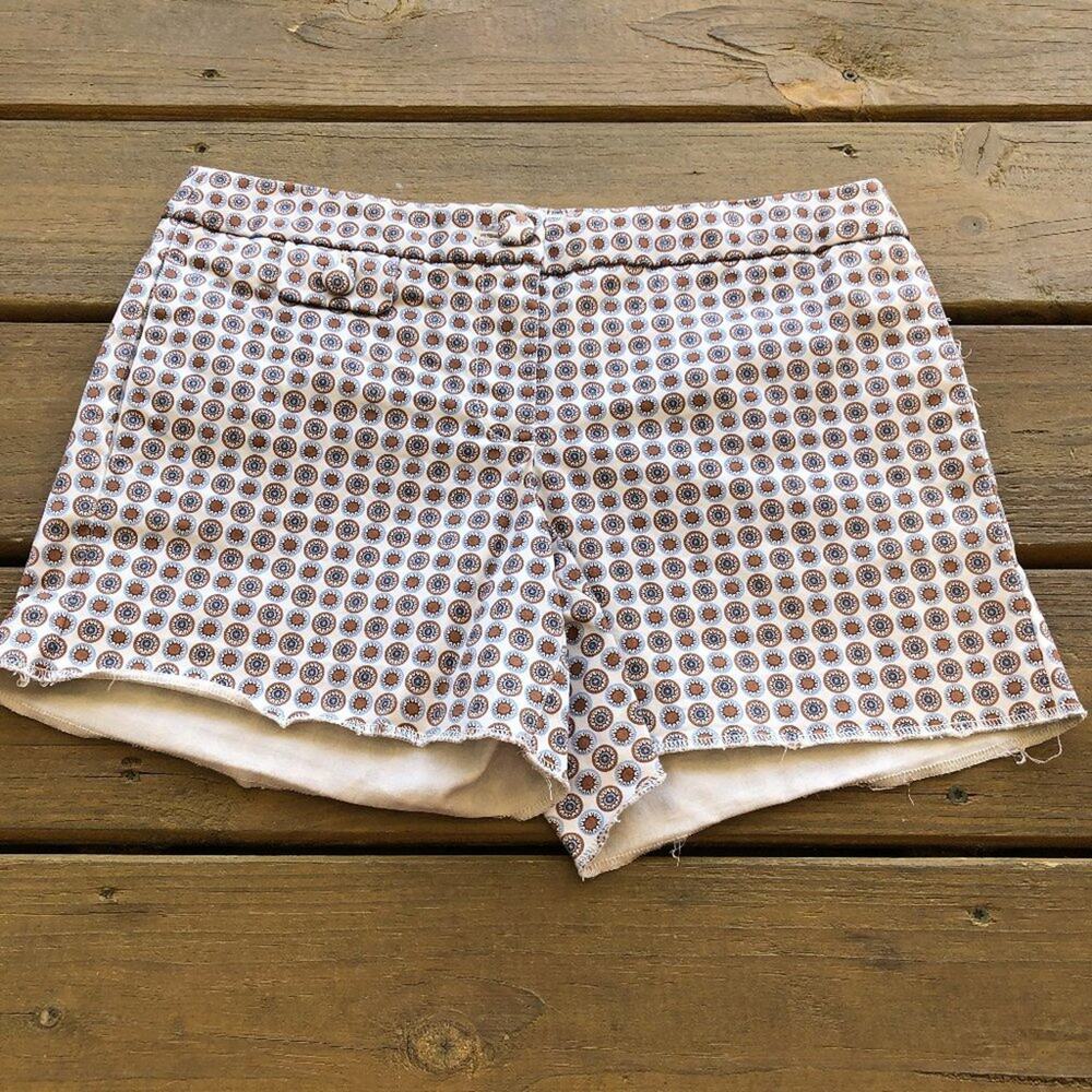 J.Crew Vintage Brown, Cream, Light Blue Pattern Shorts